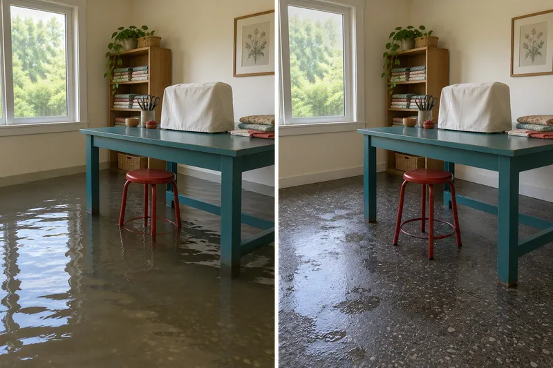 Water Extraction Near Olde City Park — matched before pickup and damp floor after collection