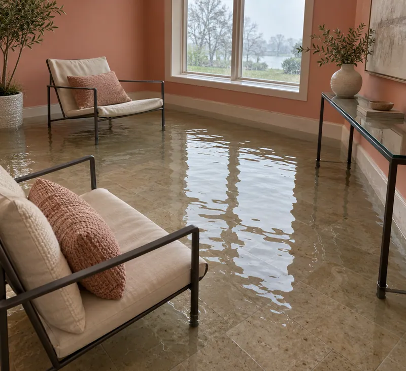 Water Extraction Near Olde City Park — visible waterlines and submerged furniture feet
