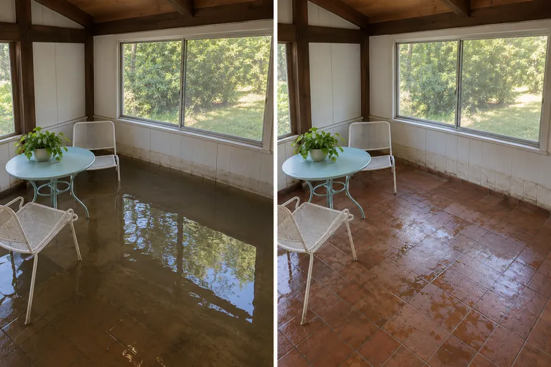 Water Extraction Near Community Park — matched before pickup and damp floor after collection