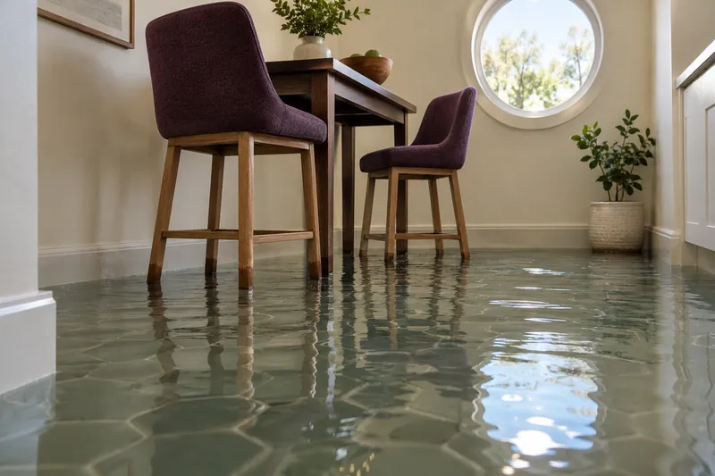 Water Extraction Near Community Park — visible waterlines and submerged furniture feet
