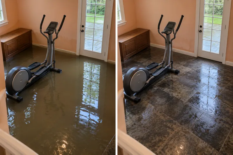 Water Extraction Near Kirby Park — matched before pickup and damp floor after collection